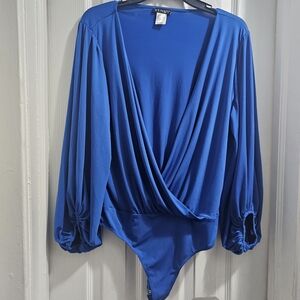 VENUS Women's Blue Wrap Top Bodysuit